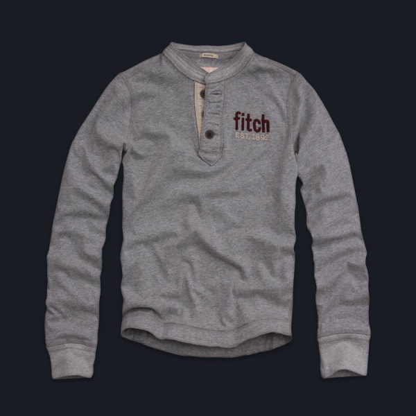 Abercrombie Fitch Hombres Ponte de pie de cuello Largo Remera AF6187